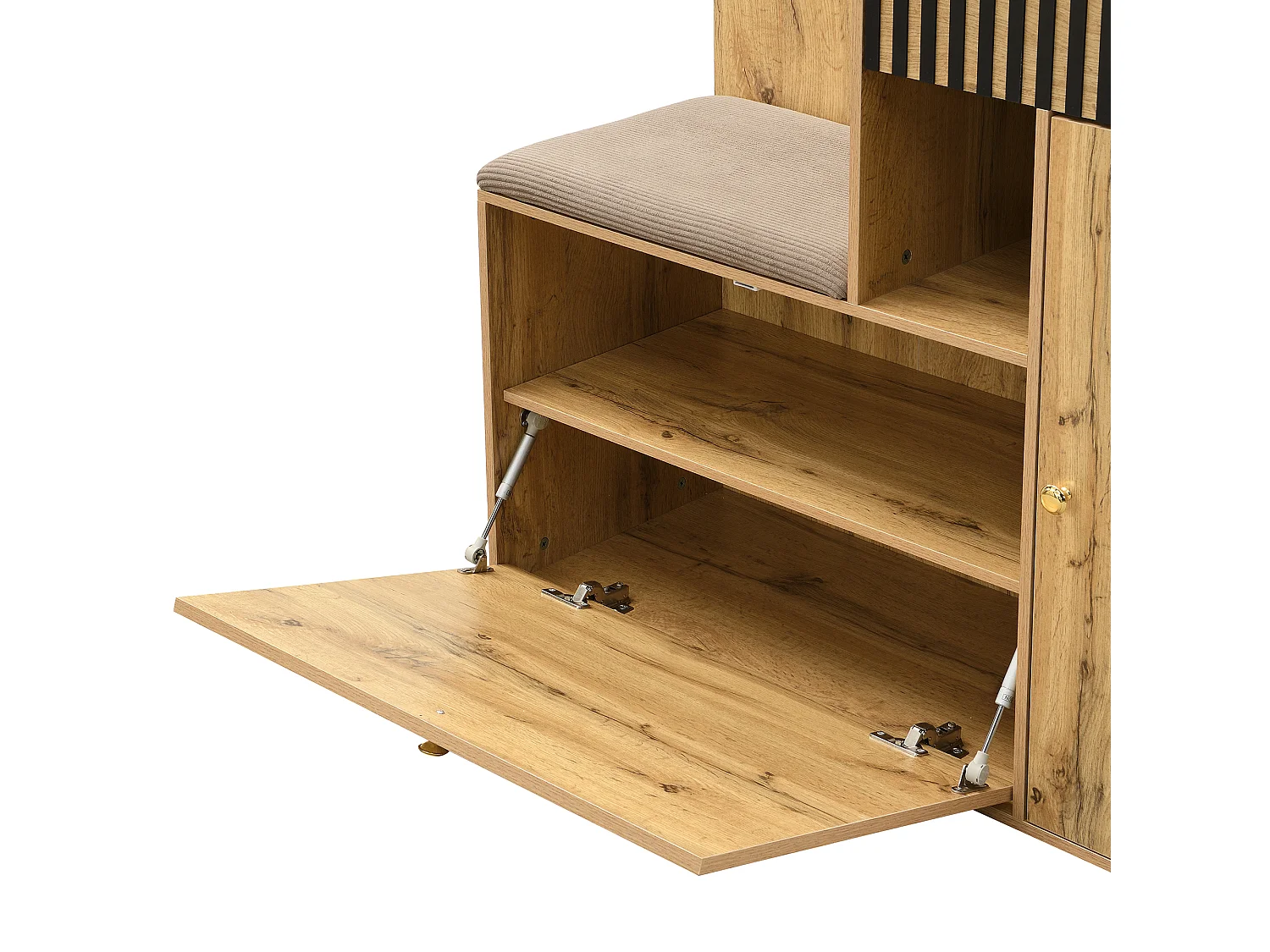 Porte-manteau bois avec miroir - Vestiaire à 1 tiroir et 2 portes - avec coussins et patères