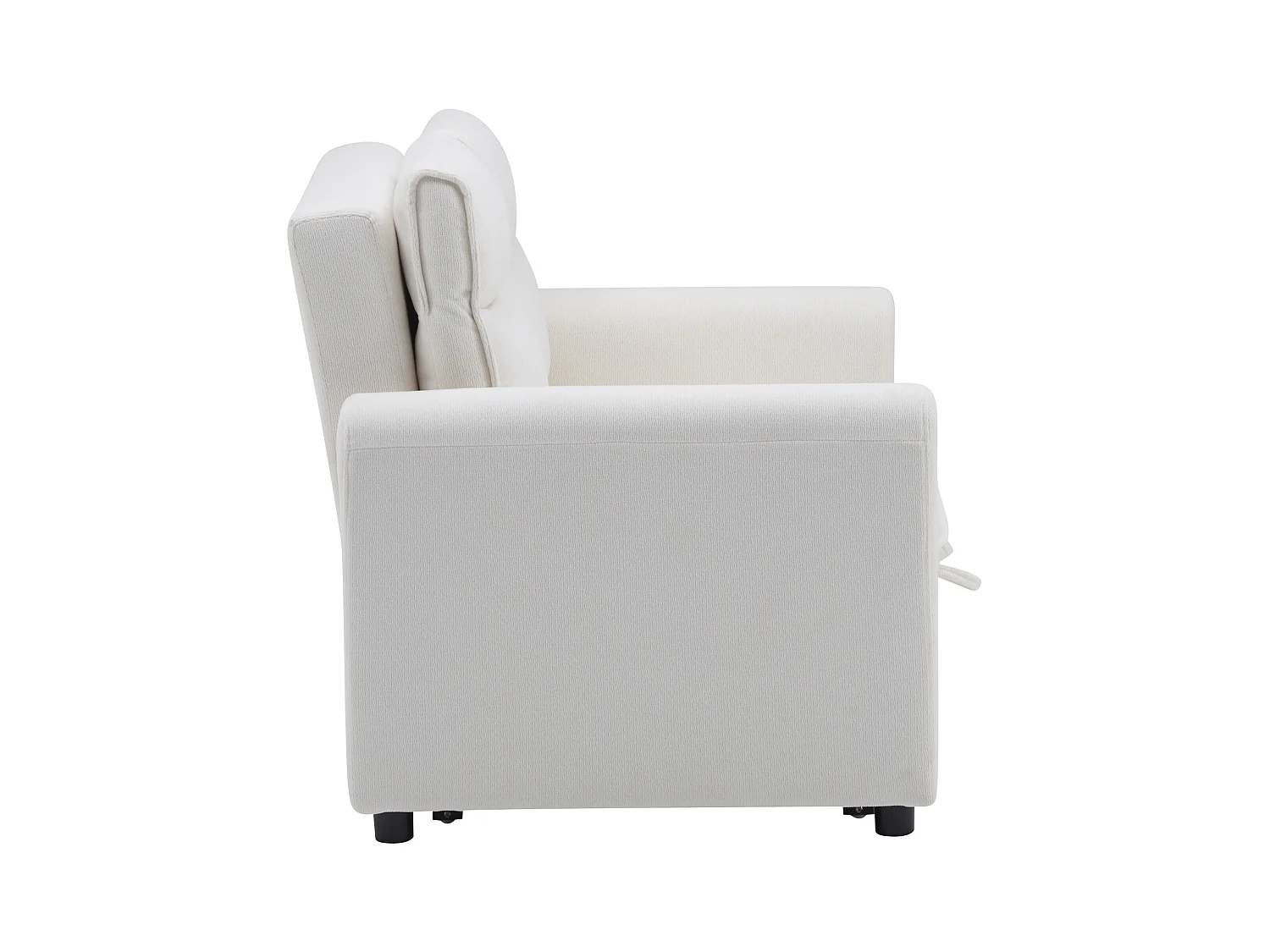 Canapé droit en velours beige - Canapé relaxation avec fonction gigogne et dossier réglable - dossier et accoudoirs