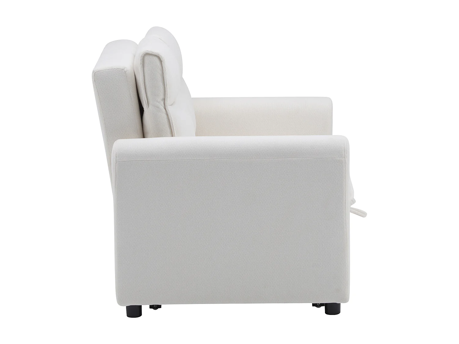 Canapé droit en velours beige - Canapé relaxation avec fonction gigogne et dossier réglable - dossier et accoudoirs