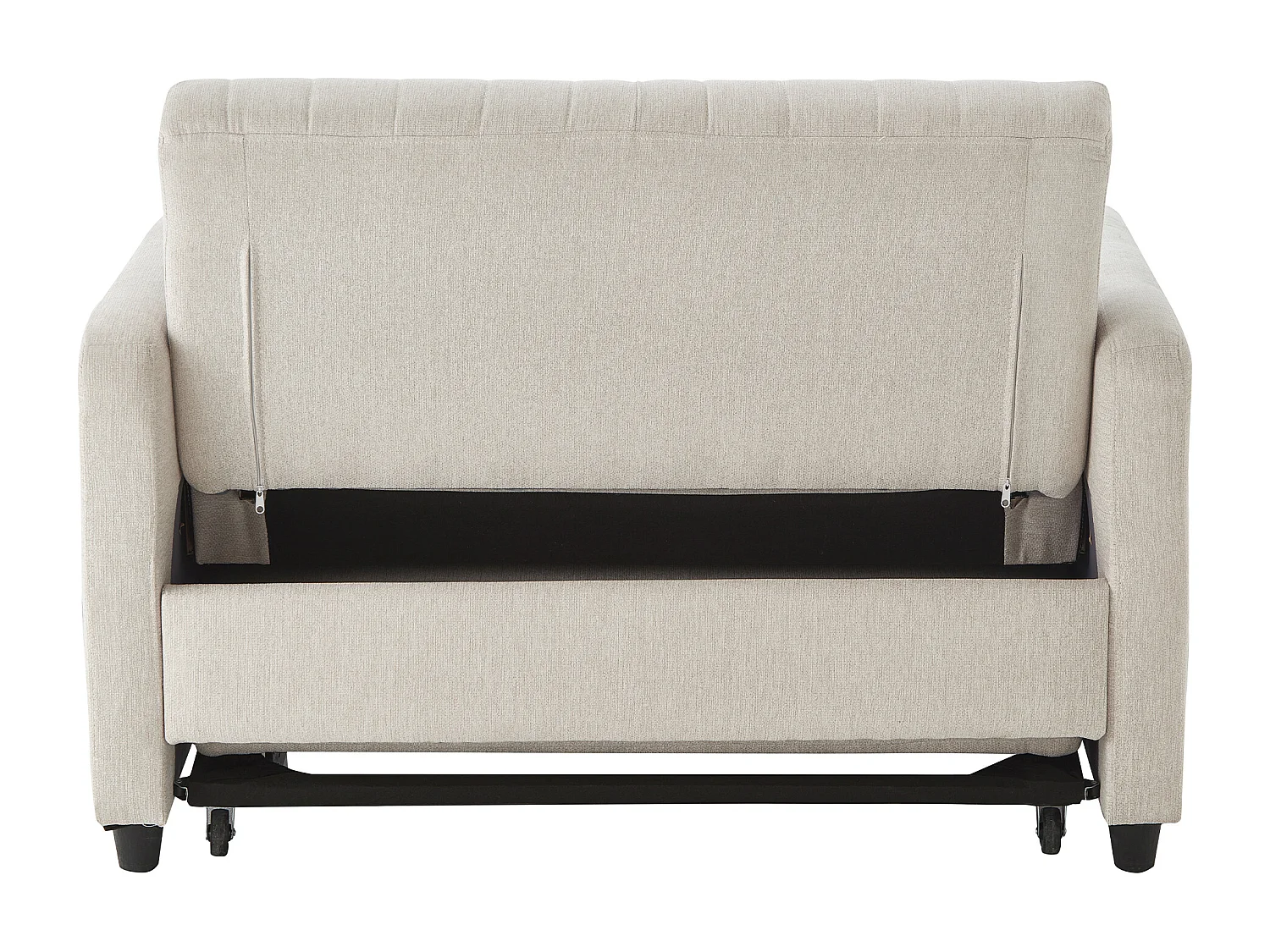 Sofá 2 plazas beige - Sofá lounge con función extraíble y dos cojines - respaldo regulable - tejido de algodón y lino