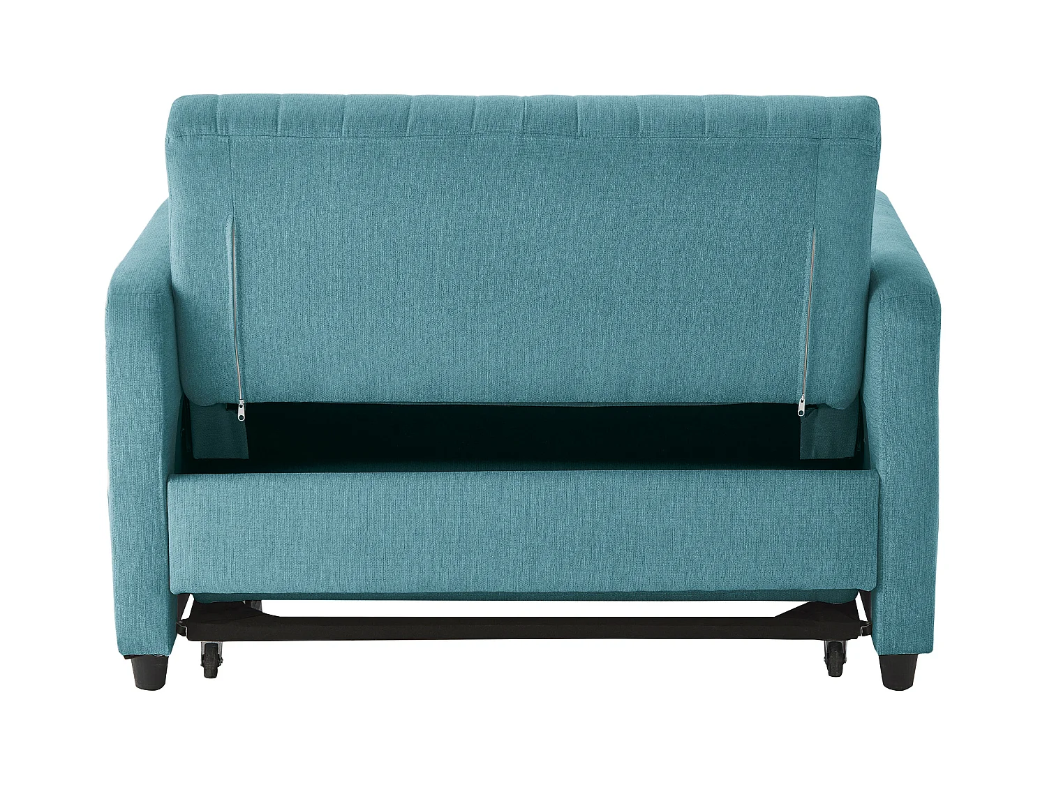 Canapé 2 places vert - Canapé lounge avec fonction gigogne et deux coussins - dossier réglable - tissu en coton et lin