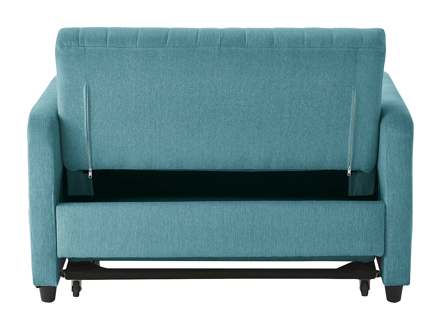 Zielona sofa 2-osobowa - Sofa wypoczynkowa z funkcją rozkładania i dwiema poduszkami - Regulowane oparcie - Tkanina bawełniana i lniana