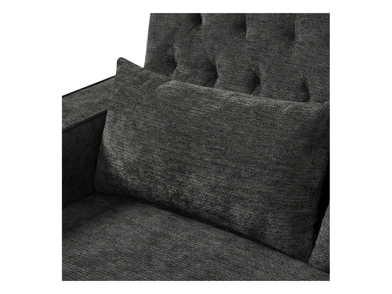 Canapé avec fonction gigogne - Canapé de salon avec porte-gobelet et port de charge USB - etagère de rangement - chenille gris
