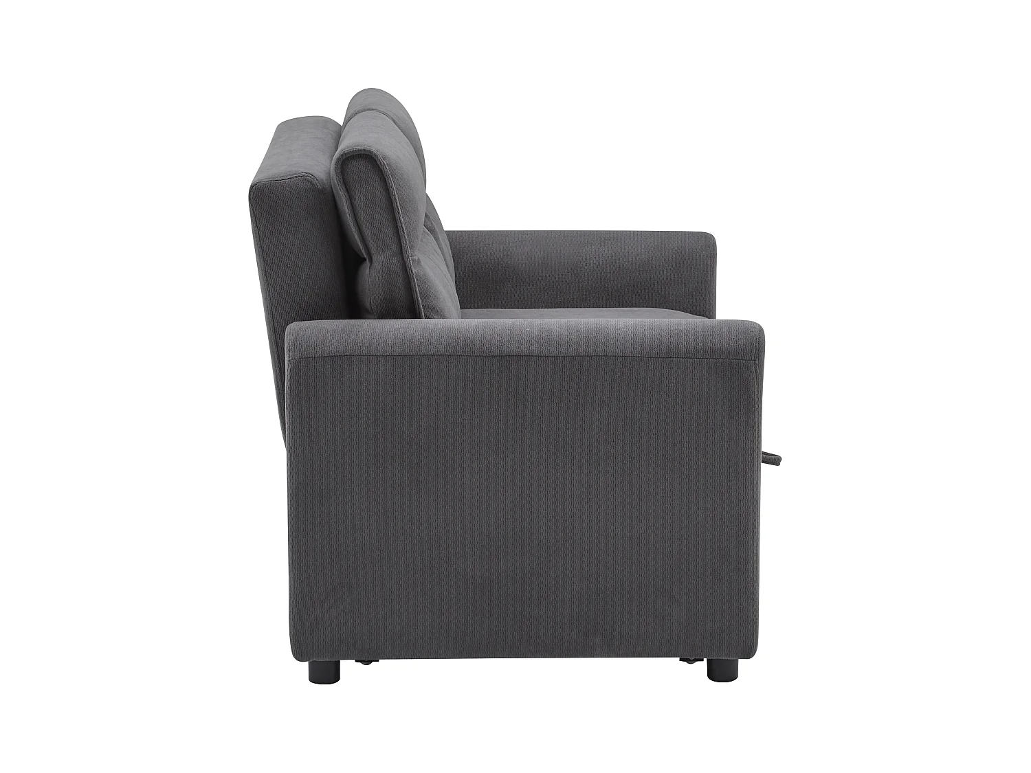 Canapé droit en velours gris - Canapé relaxation avec fonction gigogne et dossier réglable - dossier et accoudoirs