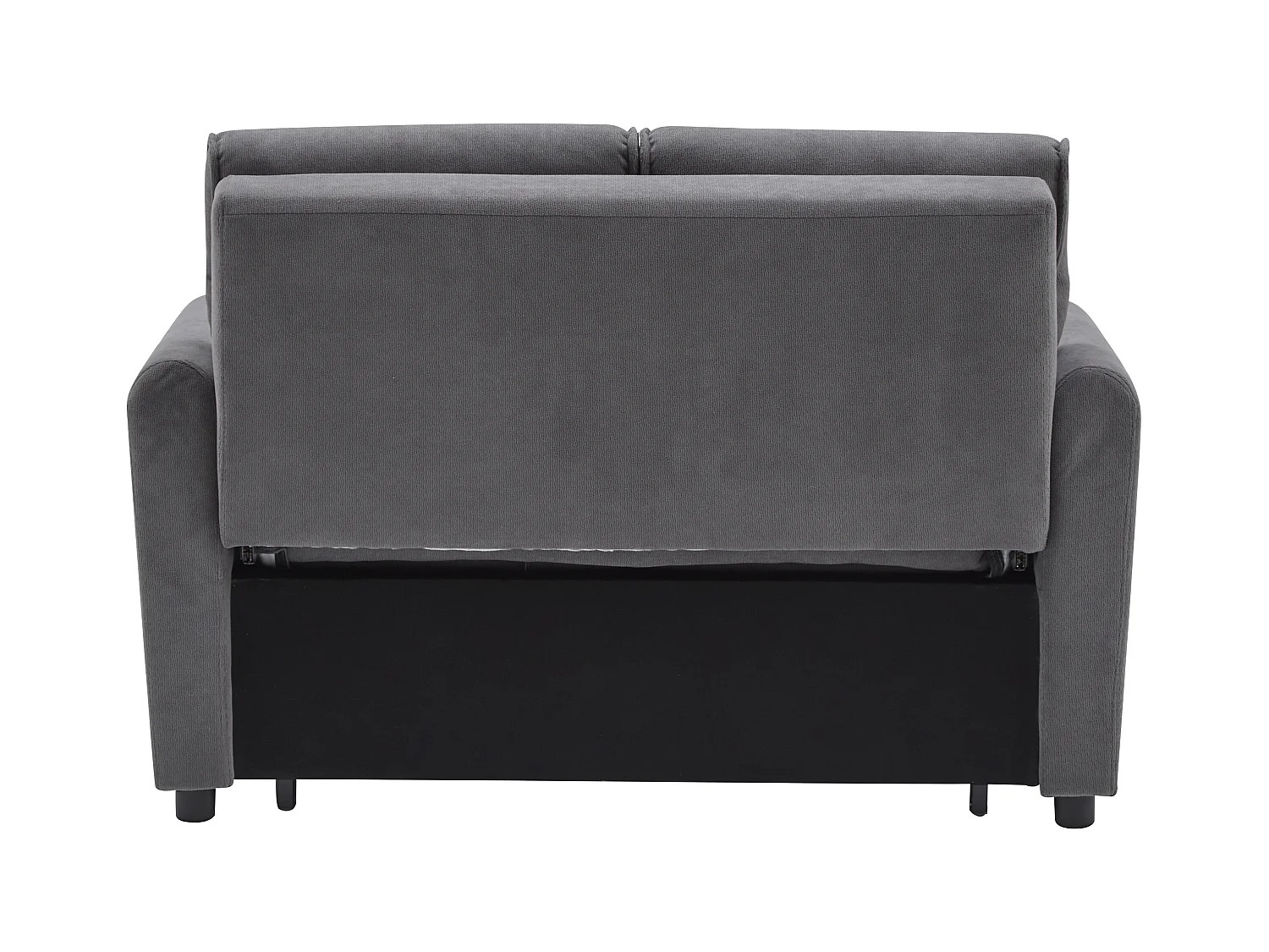 Canapé droit en velours gris - Canapé relaxation avec fonction gigogne et dossier réglable - dossier et accoudoirs