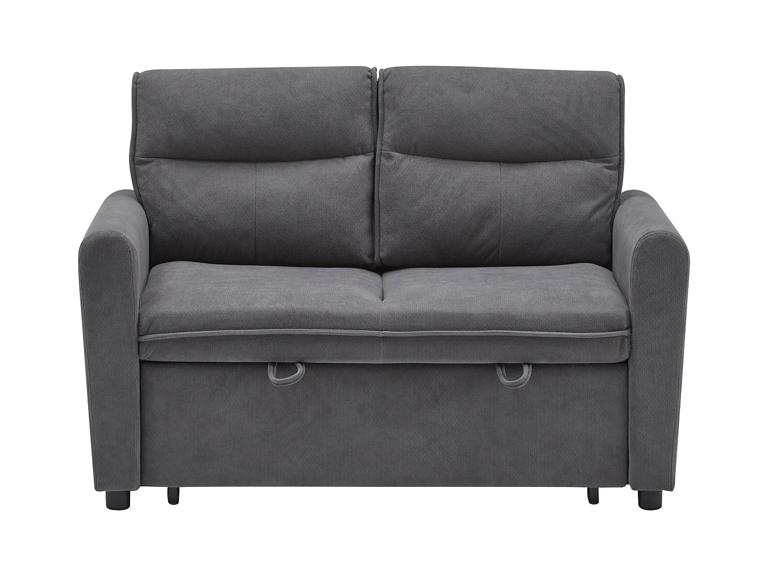 Canapé droit en velours gris - Canapé relaxation avec fonction gigogne et dossier réglable - dossier et accoudoirs