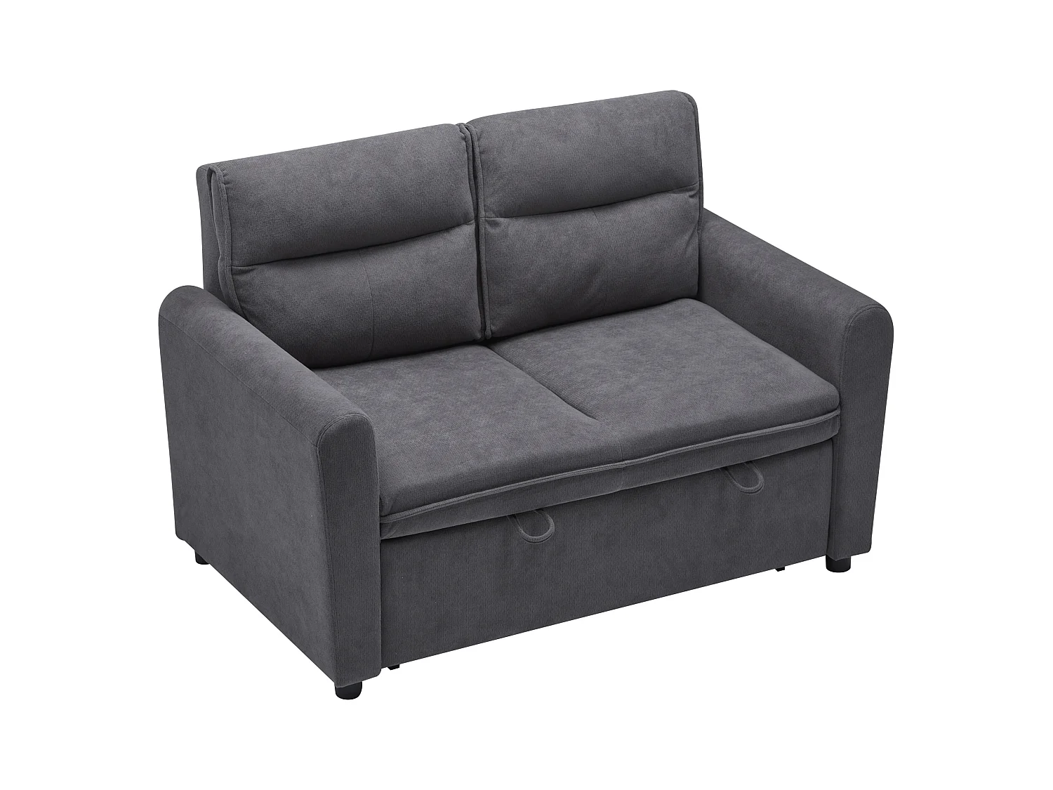 Canapé droit en velours gris - Canapé relaxation avec fonction gigogne et dossier réglable - dossier et accoudoirs