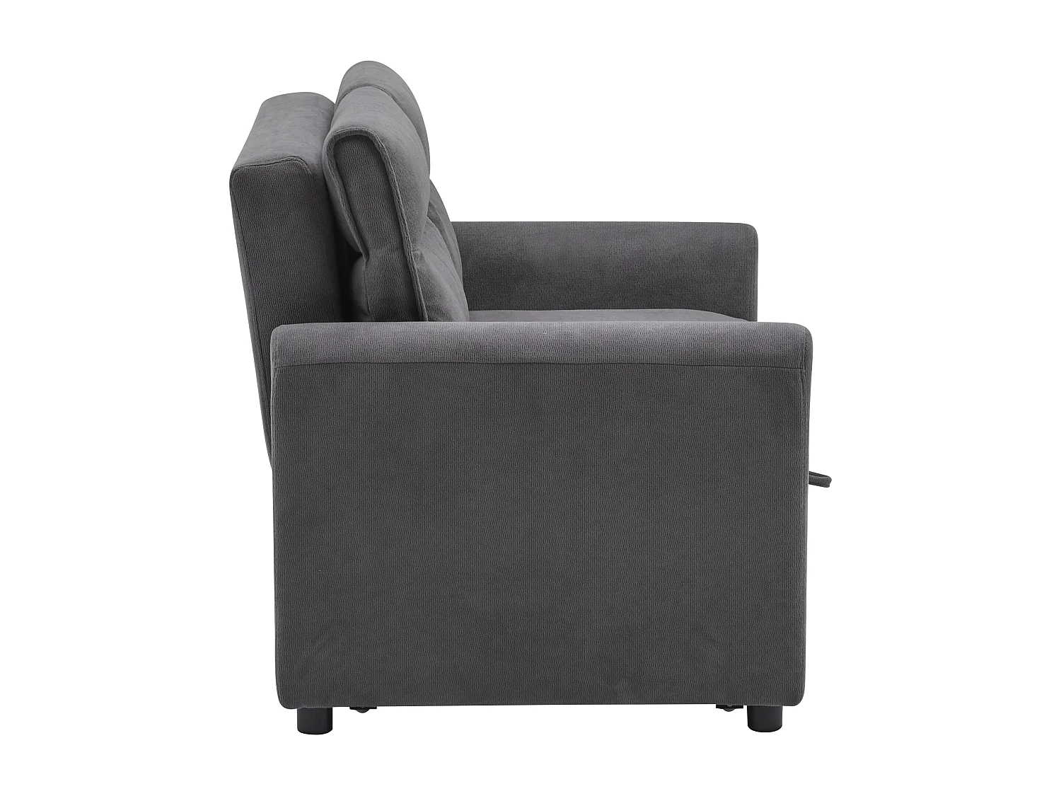 Canapé droit en velours gris - Canapé relaxation avec fonction gigogne et dossier réglable - dossier et accoudoirs