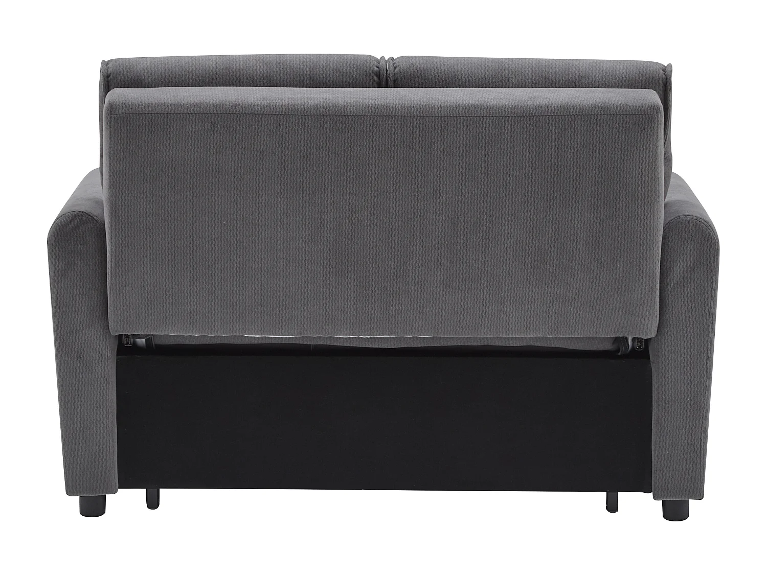 Canapé droit en velours gris - Canapé relaxation avec fonction gigogne et dossier réglable - dossier et accoudoirs