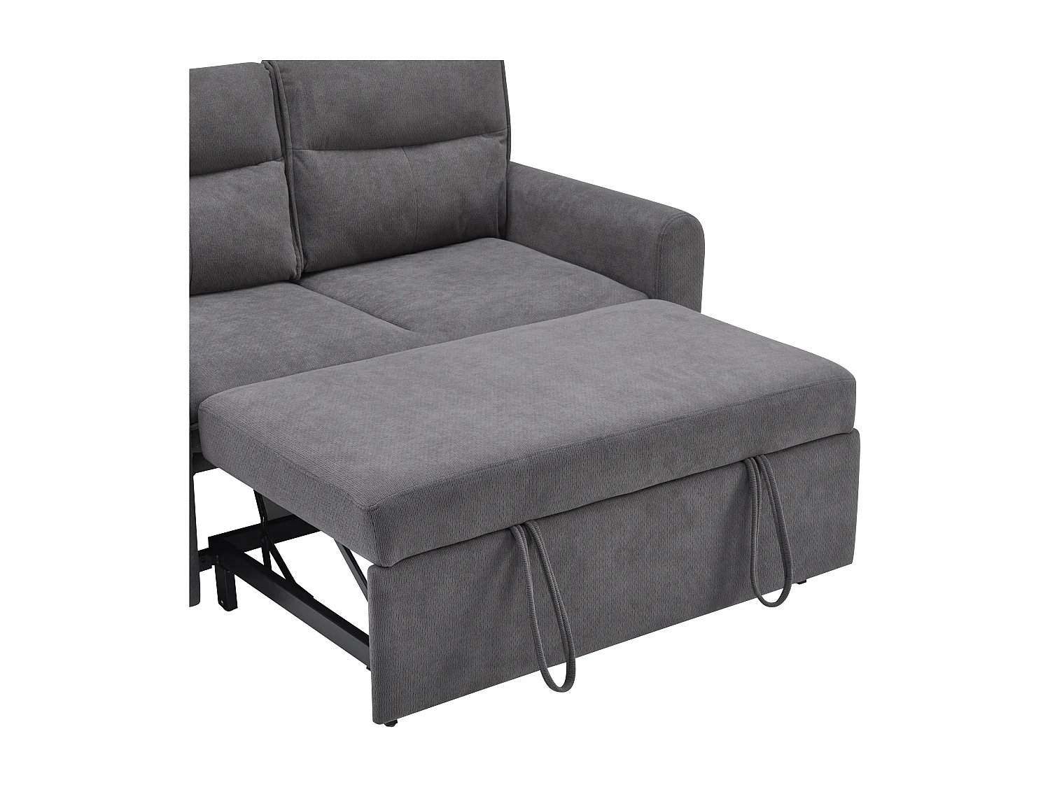 Canapé droit en velours gris - Canapé relaxation avec fonction gigogne et dossier réglable - dossier et accoudoirs