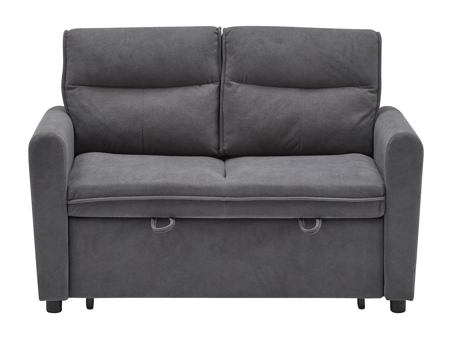 Canapé droit en velours gris - Canapé relaxation avec fonction gigogne et dossier réglable - dossier et accoudoirs