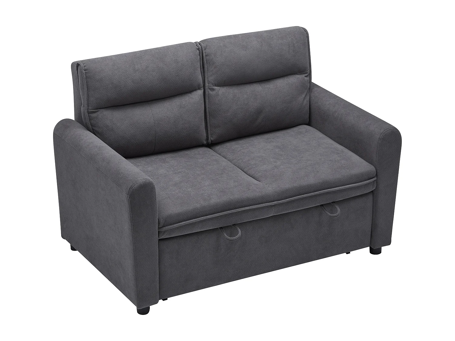 Canapé droit en velours gris - Canapé relaxation avec fonction gigogne et dossier réglable - dossier et accoudoirs