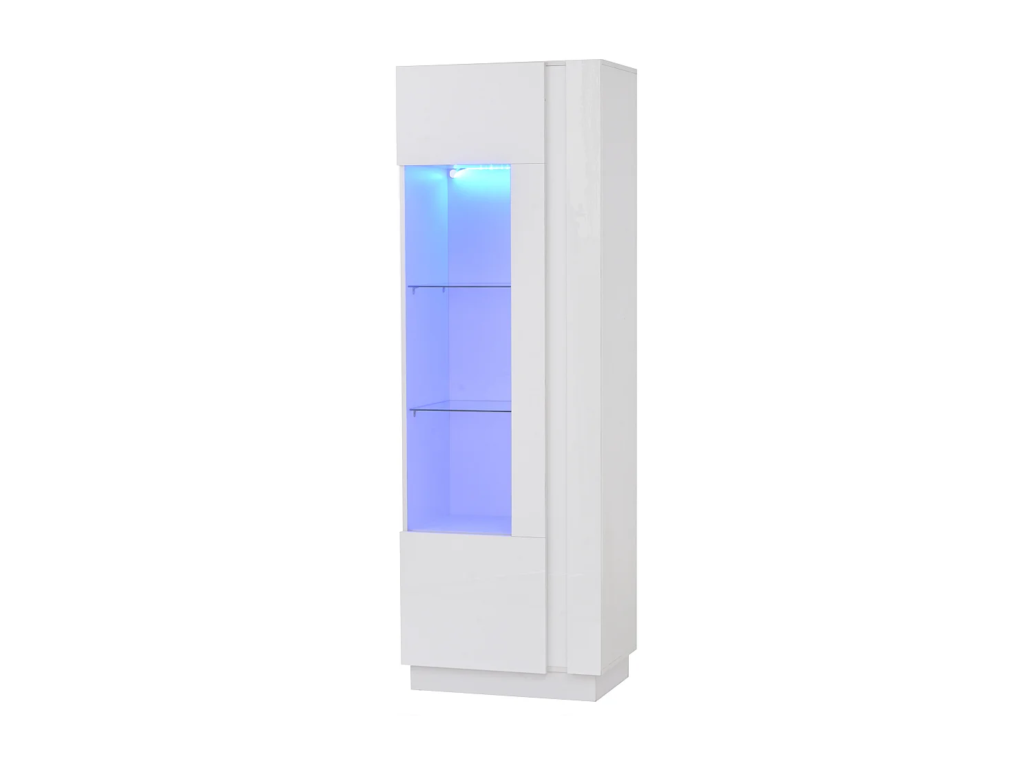 Vitrine haute blanc - Vitrine avec éclairage LED et 1 porte - étagères en verre