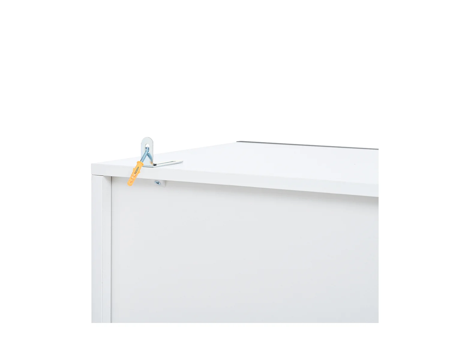 Vitrine branca com iluminação LED - Vitrine com 2 portas de vidro e 2 gavetas - 4 compartimentos de arrumação