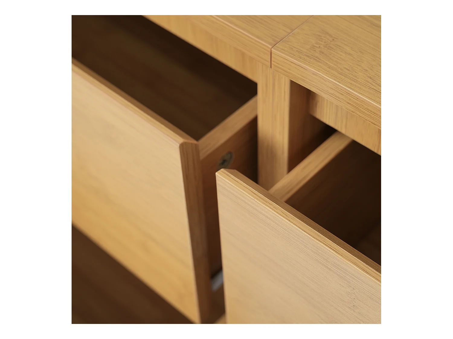 Commode en bois à 6 tiroirs - Commode avec 6 espaces de rangement ouverts et colonnes - deux pieds centraux réglables en hauteur