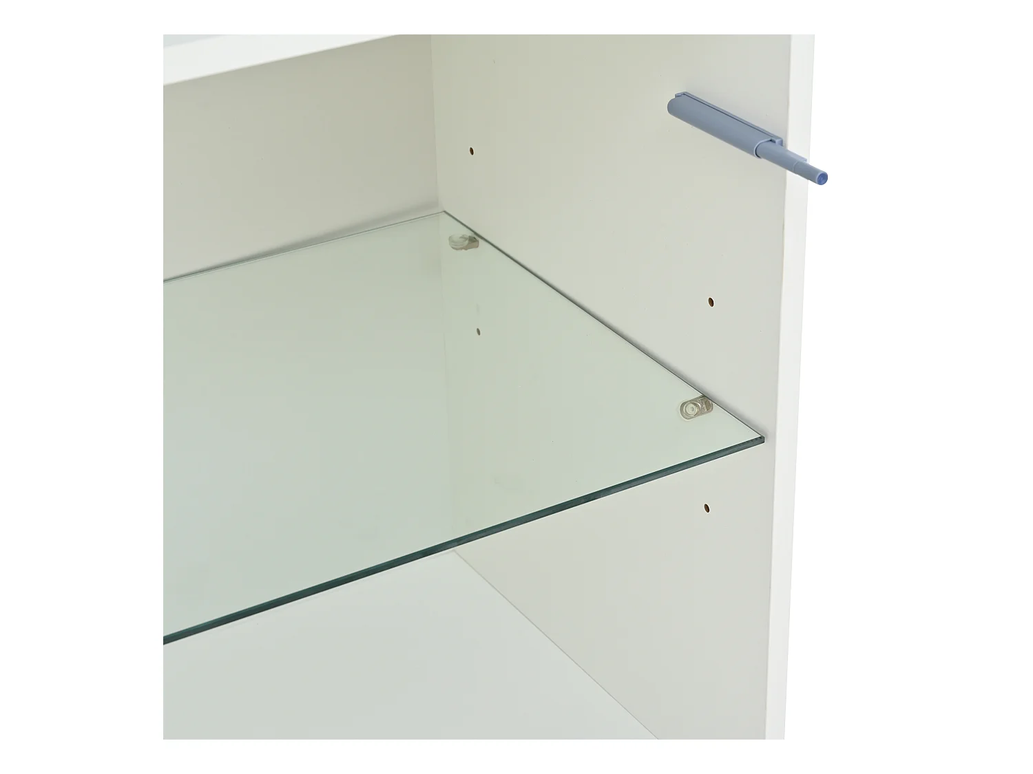 Vitrine blanc avec éclairage LED - Vitrine 3 portes et 1 tiroir - 3 étagères en verre