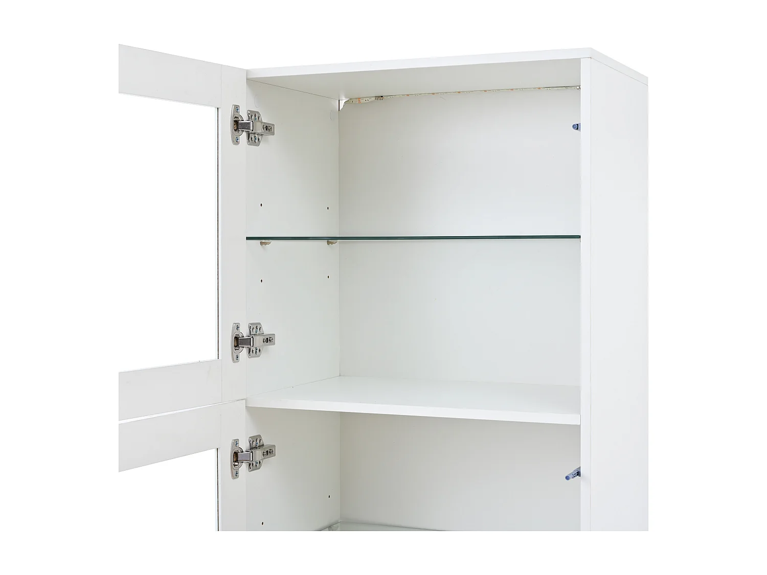 Witte vitrinekast met LED-verlichting - Vitrinekast met 3 deuren en 1 lade - 3 glazen planken