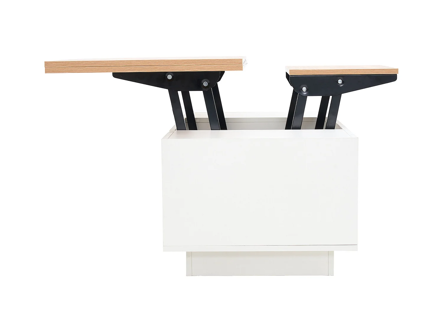 Table basse avec plateau en bois relevable double - Table basse à 2 portes - rangement dissimulé - blanc