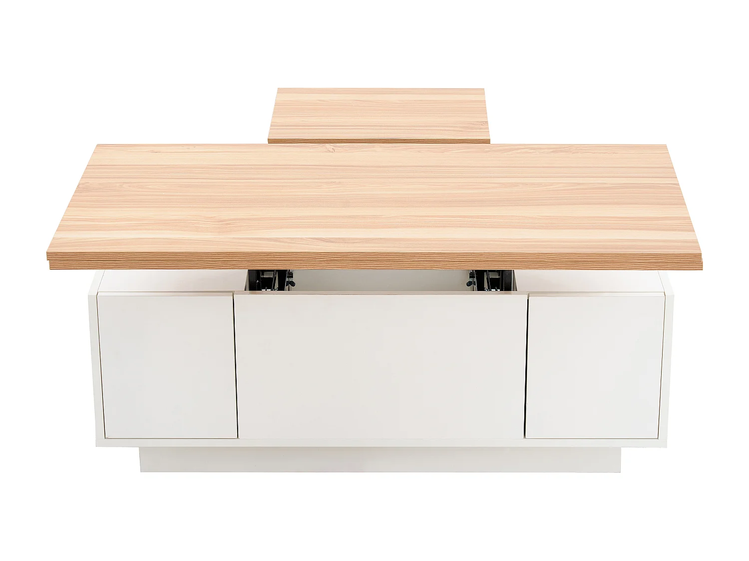 Table basse avec plateau en bois relevable double - Table basse à 2 portes - rangement dissimulé - blanc