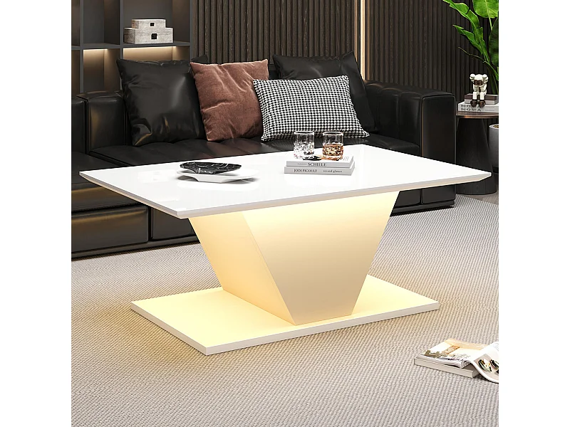 Table basse forme spéciale V LED éclairage brillante petit espace blanche d'appoint