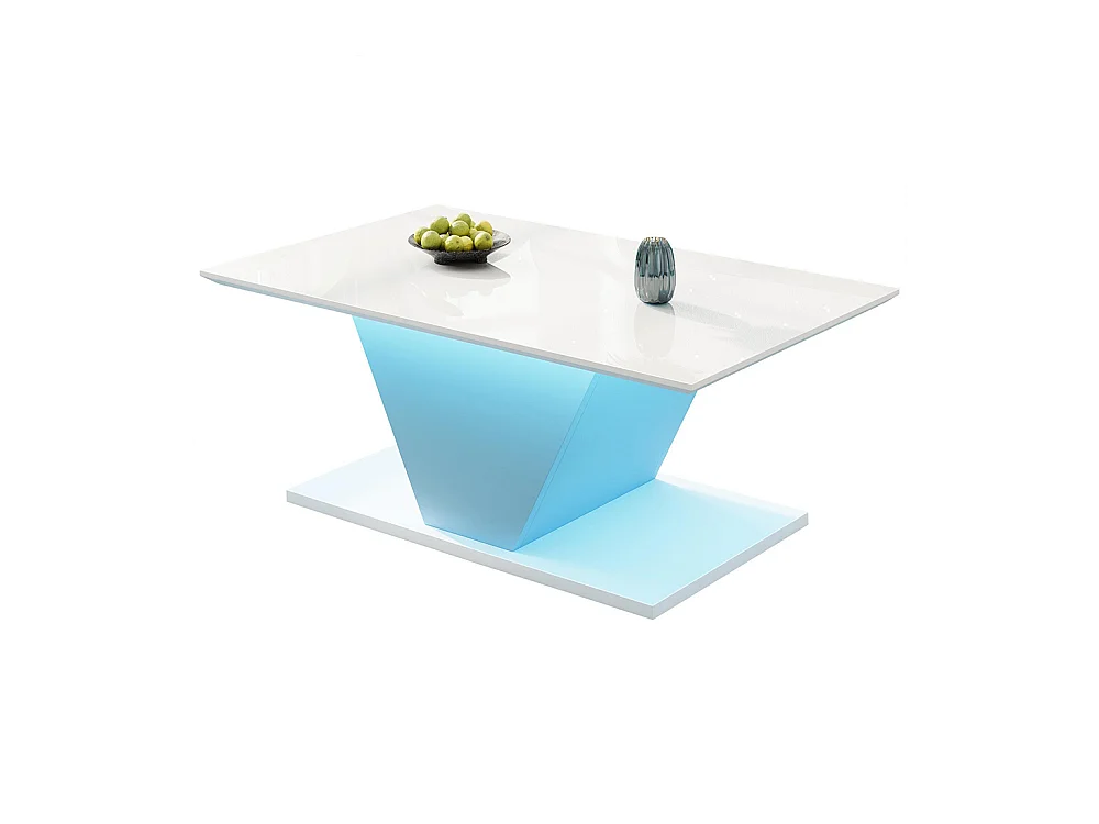 Table basse forme spéciale V LED éclairage brillante petit espace blanche d'appoint