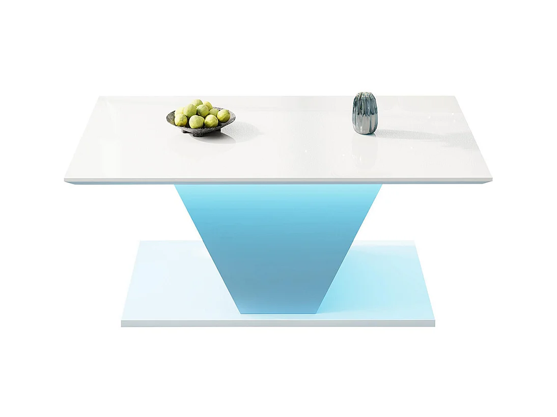 Table basse forme spéciale V LED éclairage brillante petit espace blanche d'appoint