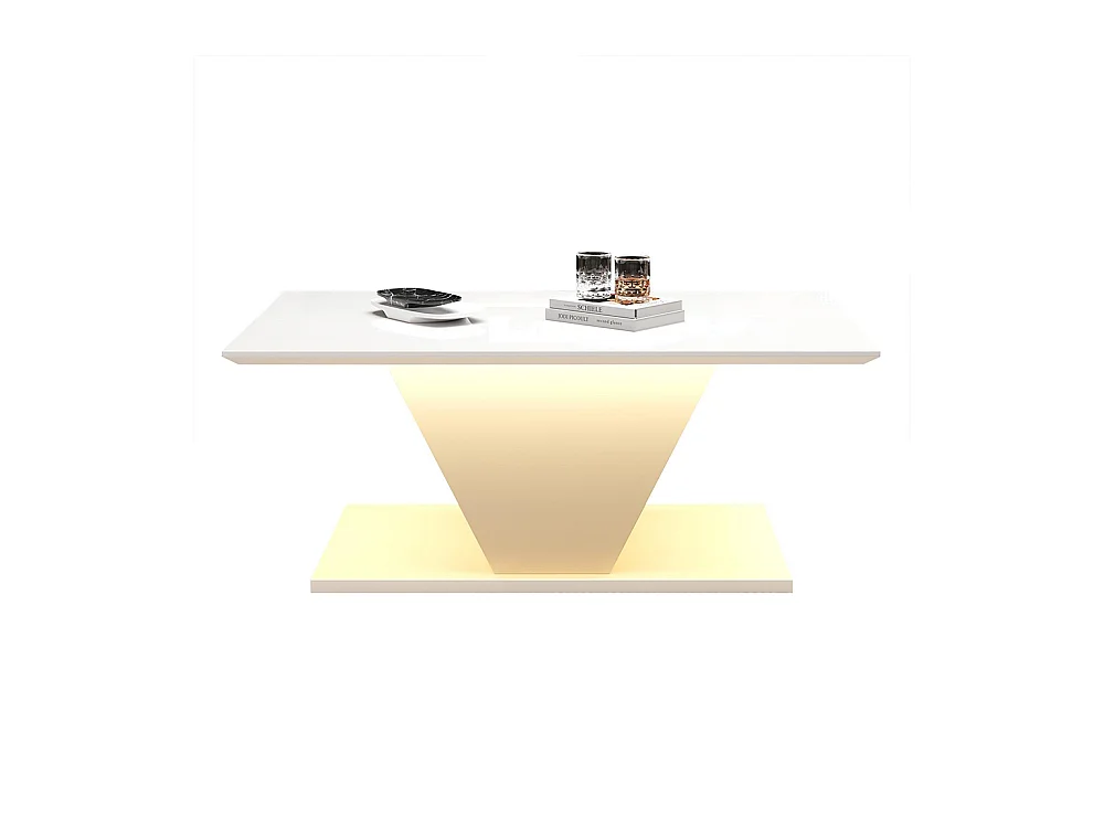 Table basse forme spéciale V LED éclairage brillante petit espace blanche d'appoint