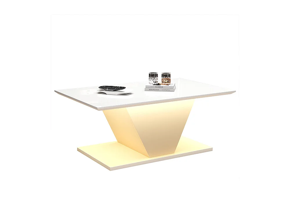 Table basse forme spéciale V LED éclairage brillante petit espace blanche d'appoint