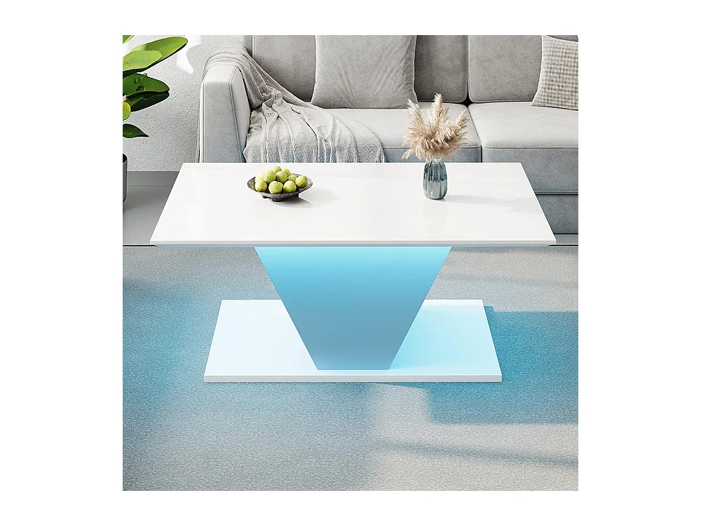 Table basse forme spéciale V LED éclairage brillante petit espace blanche d'appoint