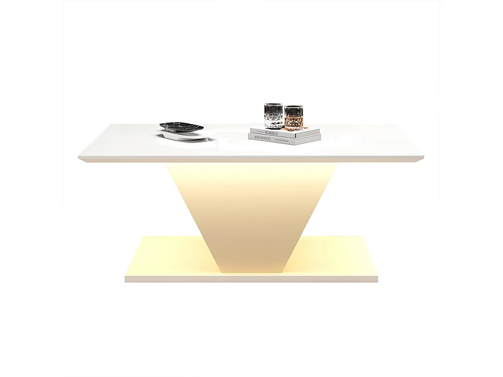 Table basse forme spéciale V LED éclairage brillante petit espace blanche d'appoint