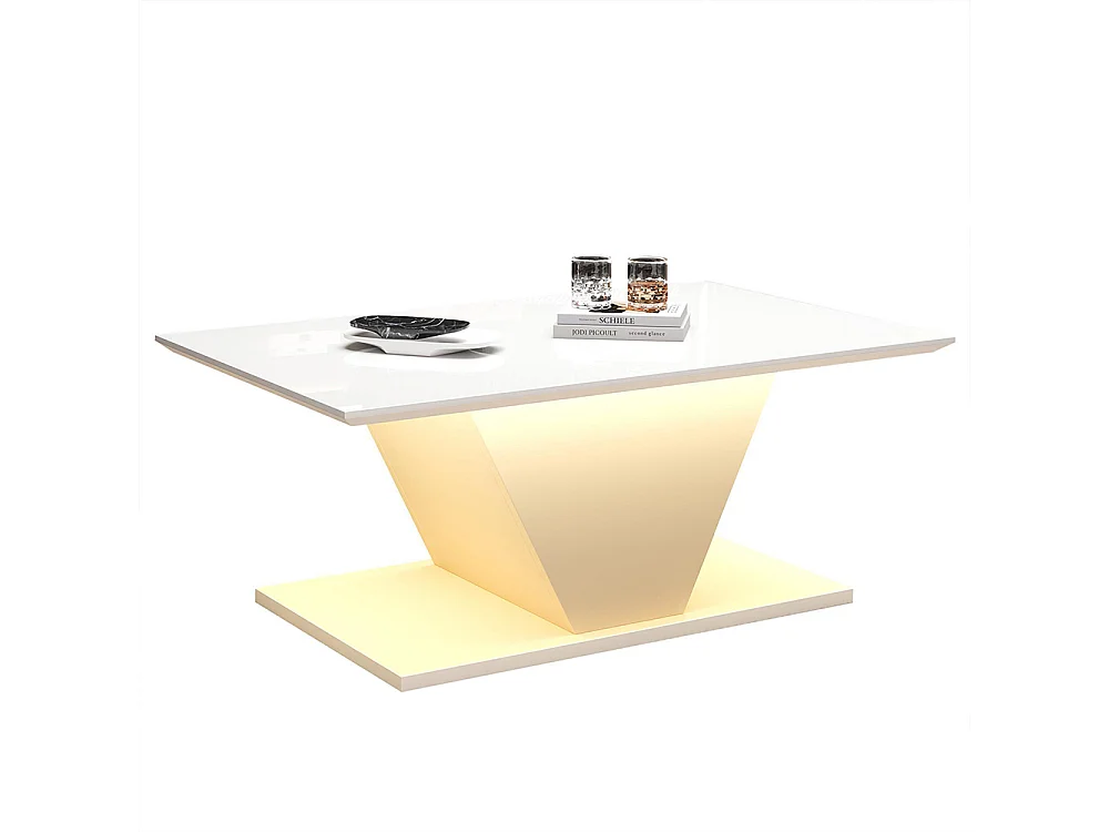 Table basse forme spéciale V LED éclairage brillante petit espace blanche d'appoint