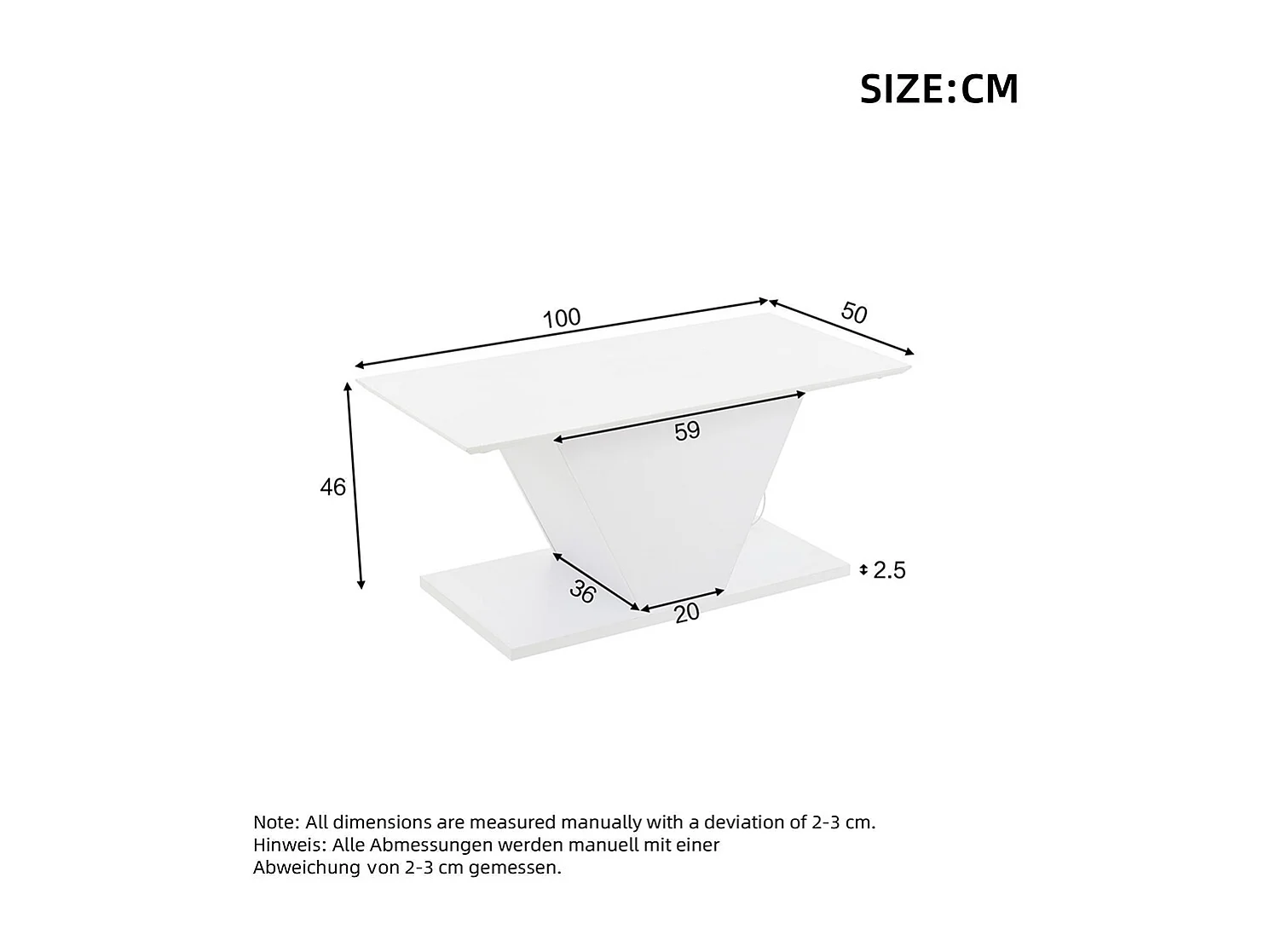 Table basse forme spéciale V LED éclairage brillante petit espace blanche d'appoint
