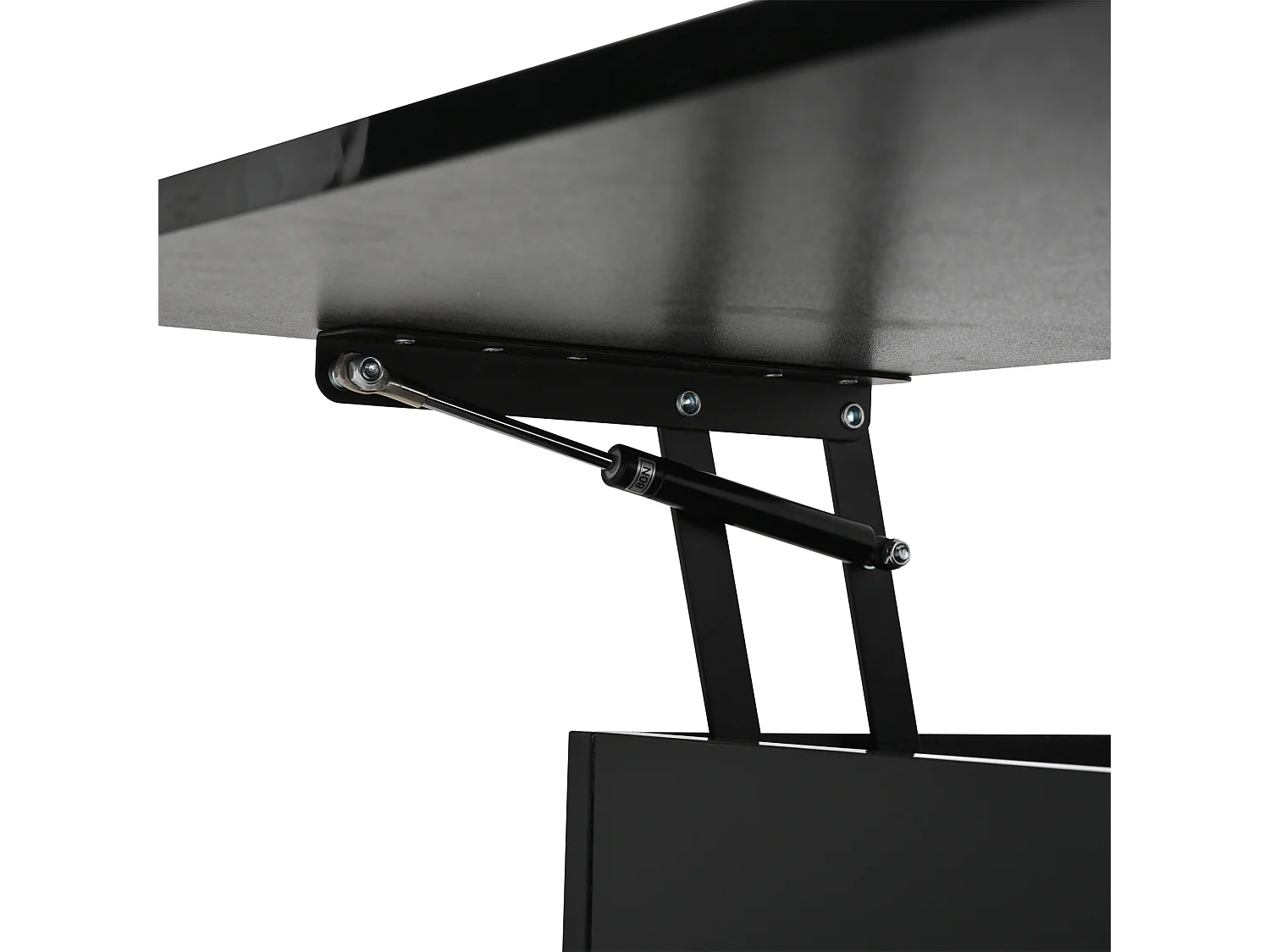 Table basse noir avec plateau réglable en hauteur - Table basse avec éclairage LED et 1 tiroir - rangement ouvert