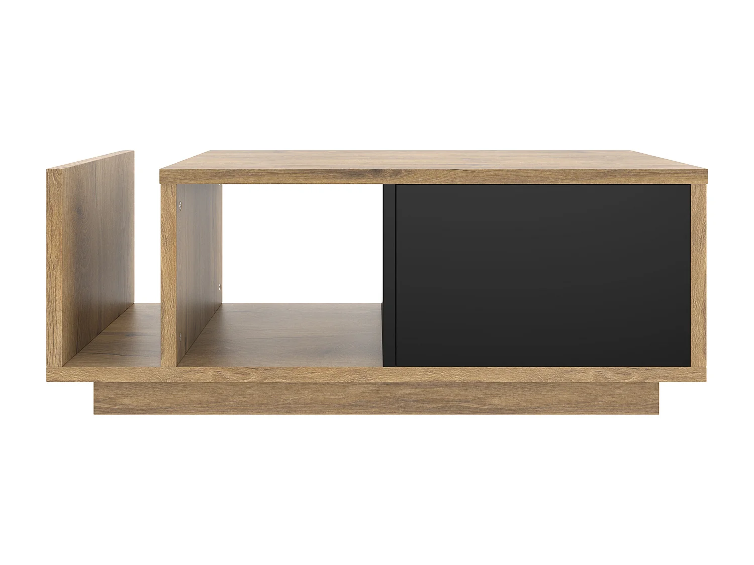 Table basse en bois - Table basse avec 1 porte et éclairage LED - compartiment de rangement ouvert
