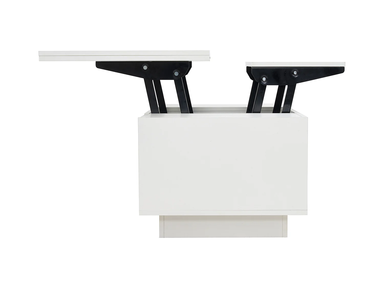 Table basse avec plateau relevable double - Table basse à 2 portes - rangement dissimulé - blanc