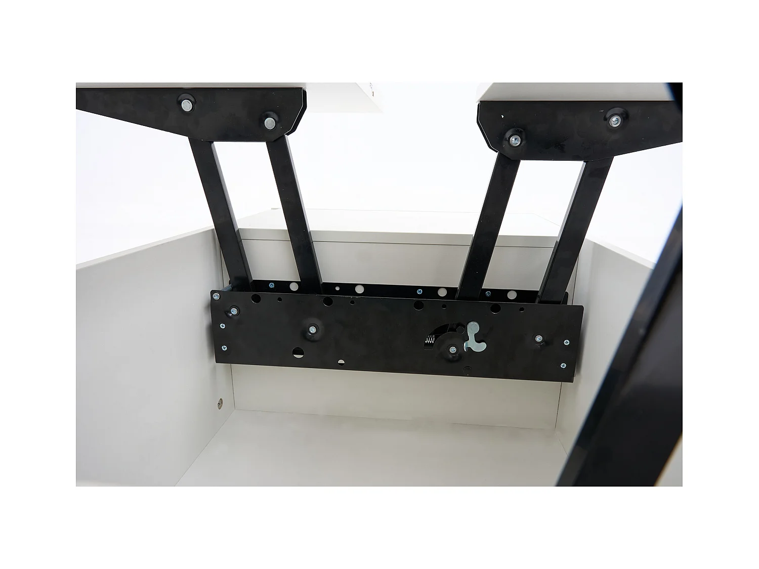 Table basse avec plateau relevable double - Table basse à 2 portes - rangement dissimulé - blanc