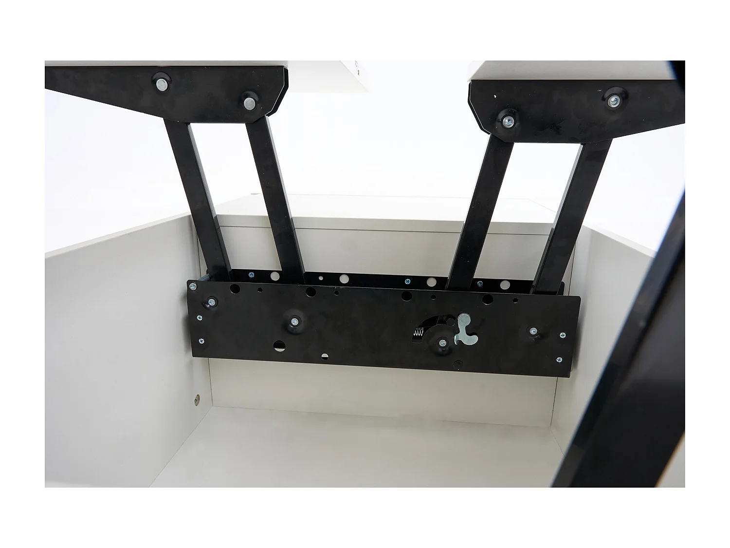 Table basse avec plateau relevable double - Table basse à 2 portes - rangement dissimulé - blanc