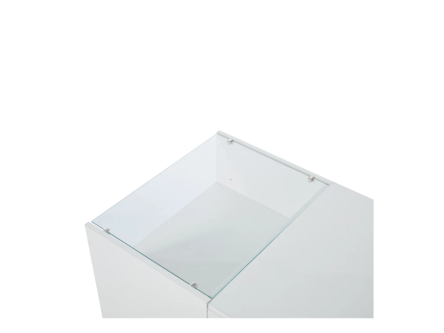 Table basse blanc avec plateau réglable en hauteur – Table basse avec éclairage LED et 1 tiroir – rangement ouvert
