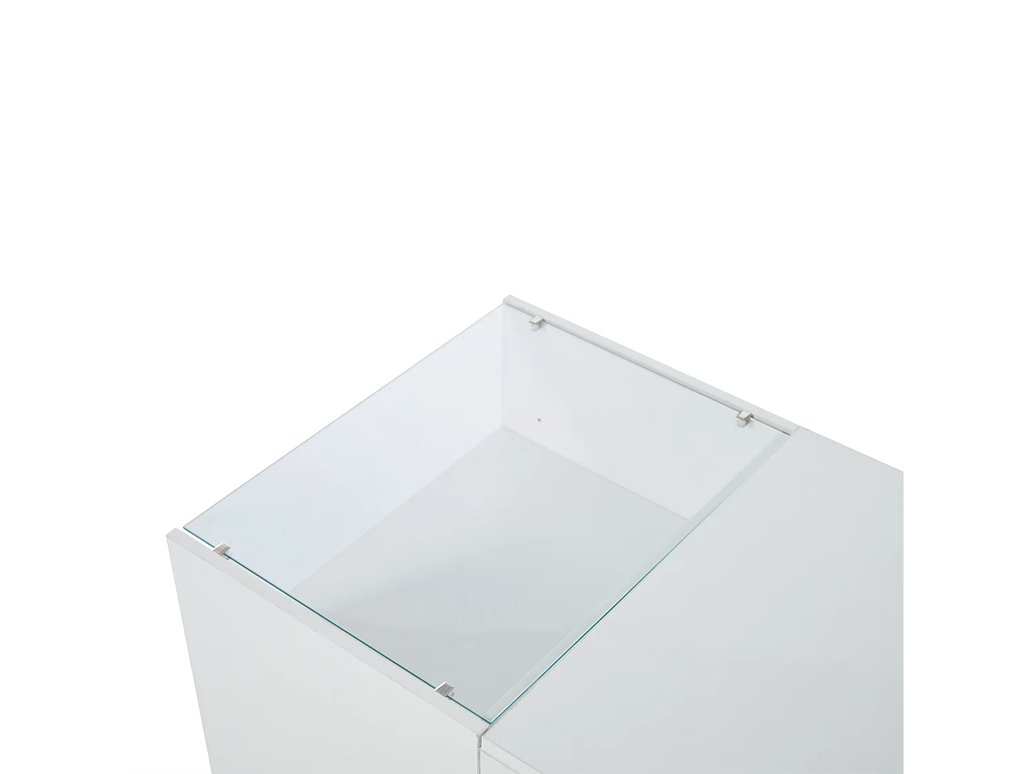 Biały stolik kawowy z regulowaną wysokością blatu - Stolik kawowy z oświetleniem LED i 1 szufladą - Otwarta przestrzeń do przechowywania