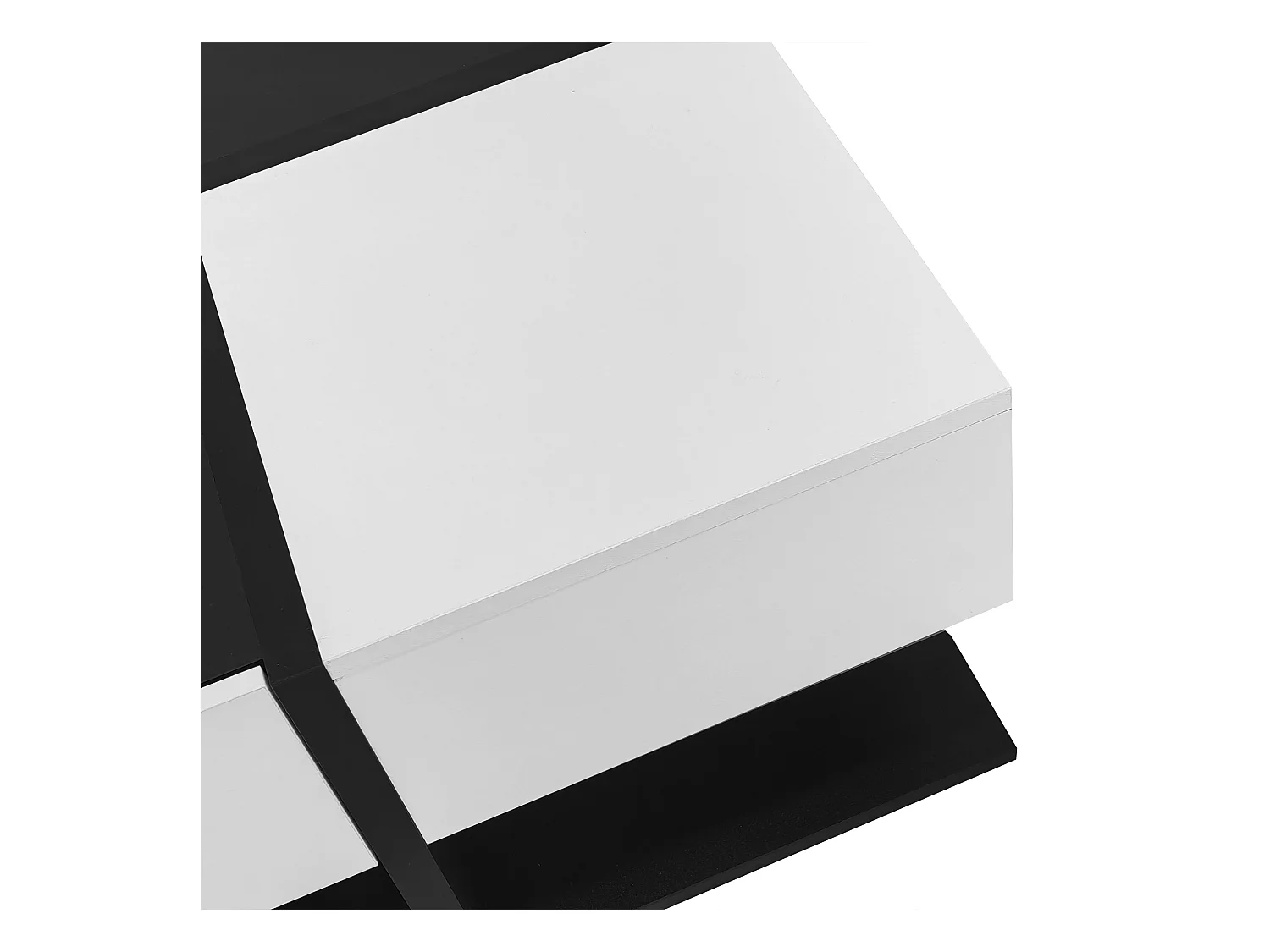 Table basse carrée noir et blanc - Table basse avec 2 tiroirs - panneau de particules