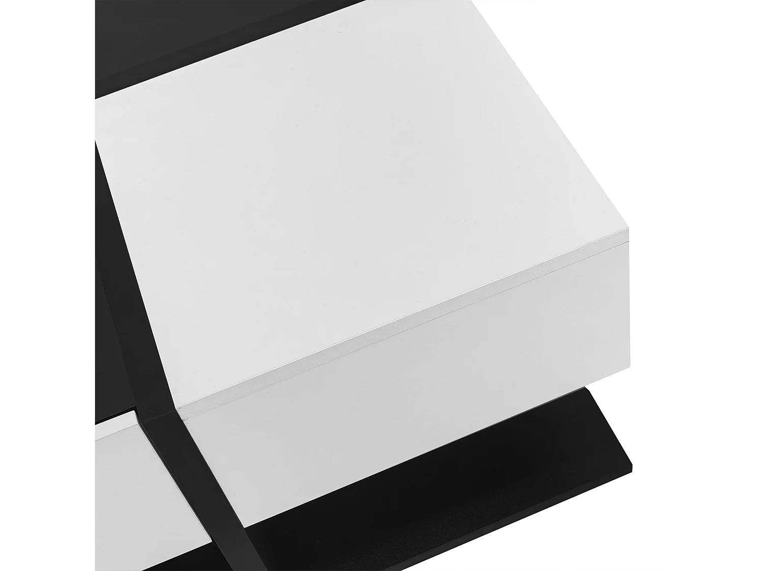 Mesa de centro cuadrada en blanco y negro - Mesa de centro con 2 cajones - tablero de partículas