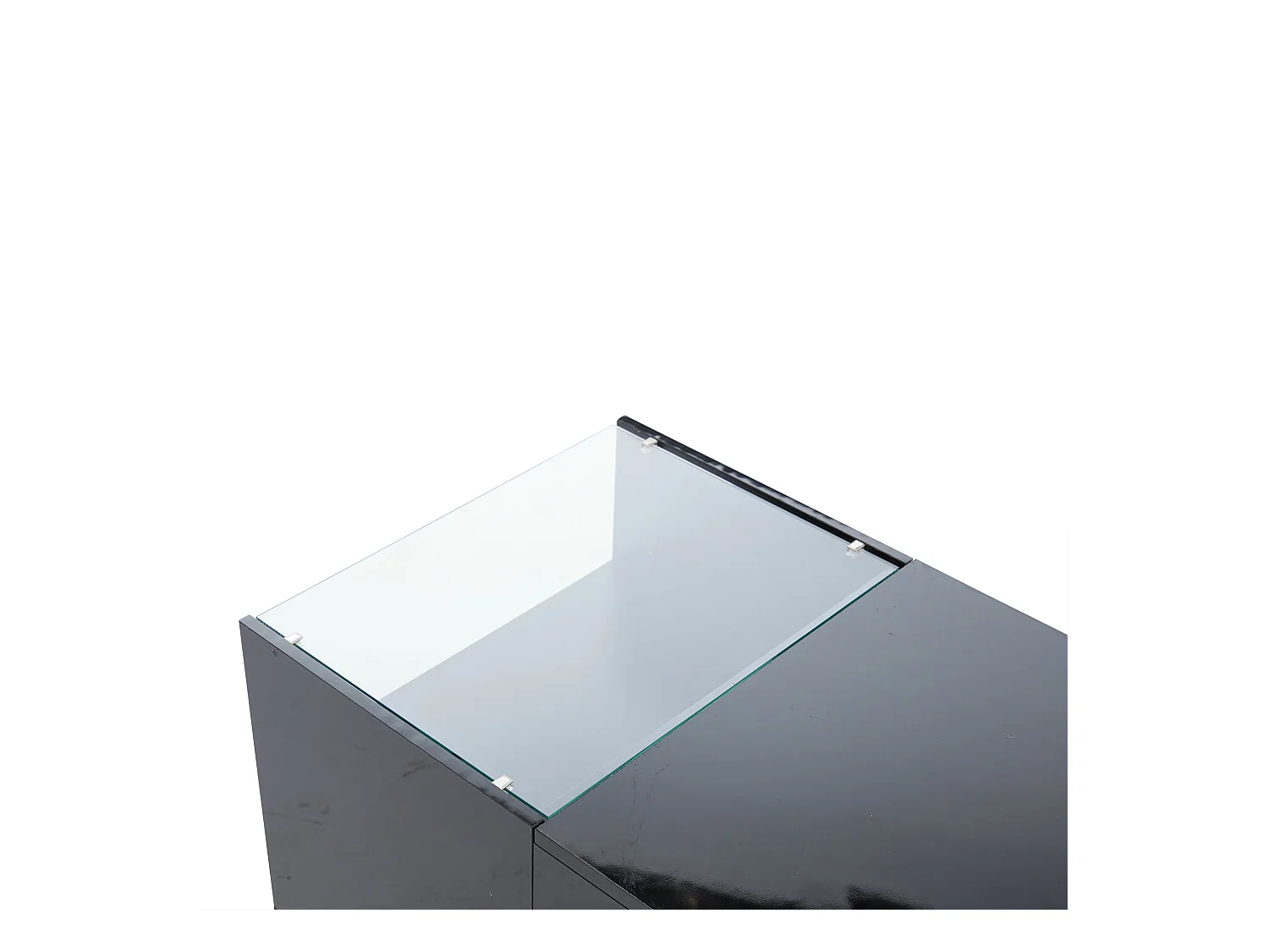 Mesa de centro preta com tampo regulável em altura - Mesa de centro com iluminação LED e 1 gaveta - Arrumação aberta