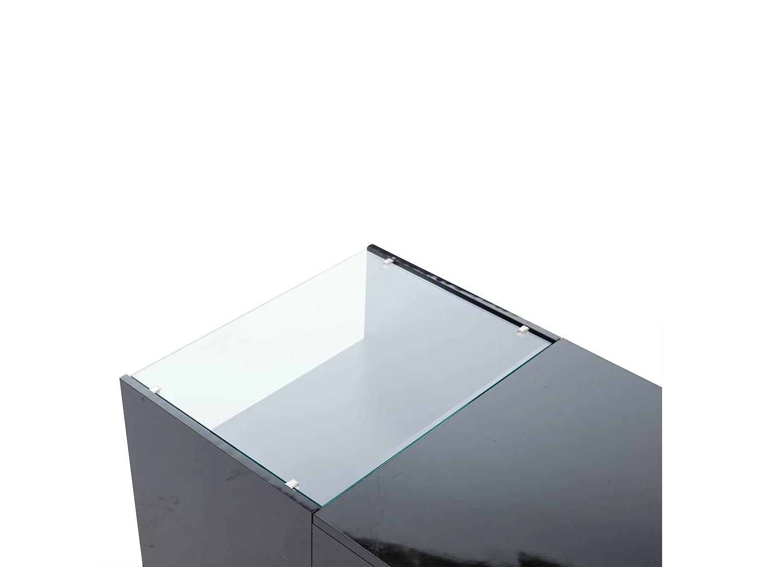 Table basse noir avec plateau réglable en hauteur – Table basse avec éclairage LED et 1 tiroir – rangement ouvert