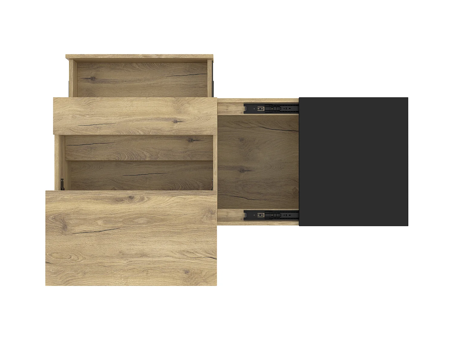 Stolik kawowy z podnoszonym blatem - Stolik kawowy z 1 drzwiami i oświetleniem LED - przesuwany czarny blat