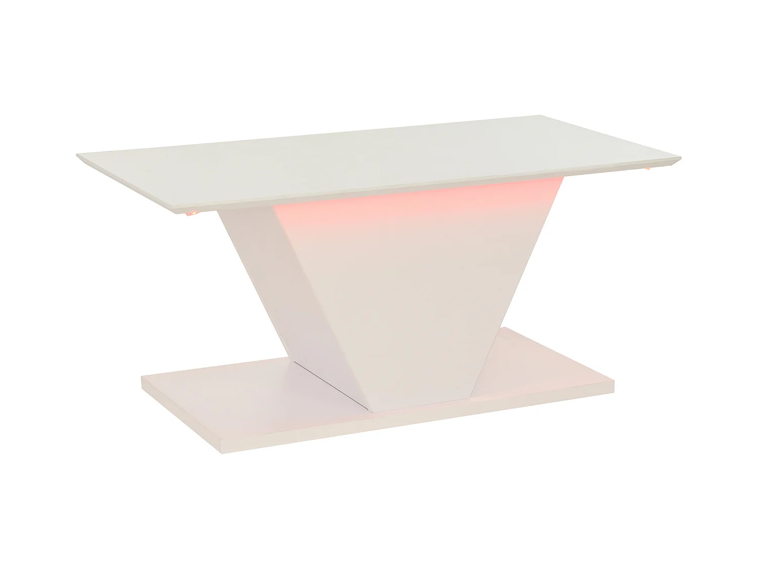 Biały stolik kawowy - Stolik kawowy z oświetleniem LED i kształtem litery V - do salonu