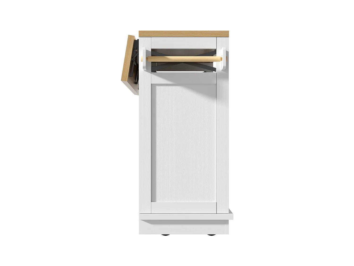 Ilha de cozinha branca com 3 portas e 3 gavetas - Carrinho de cozinha com porta-tempero e porta-toalhas - Tampo rebatível