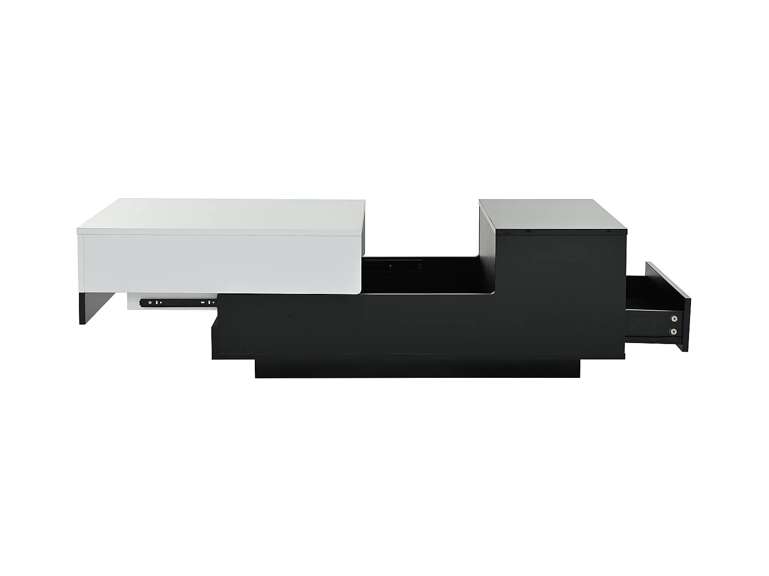 Table basse noir et blanc - Table basse avec plateau coulissant et 1 tiroir - compartiment de rangement dissimulé