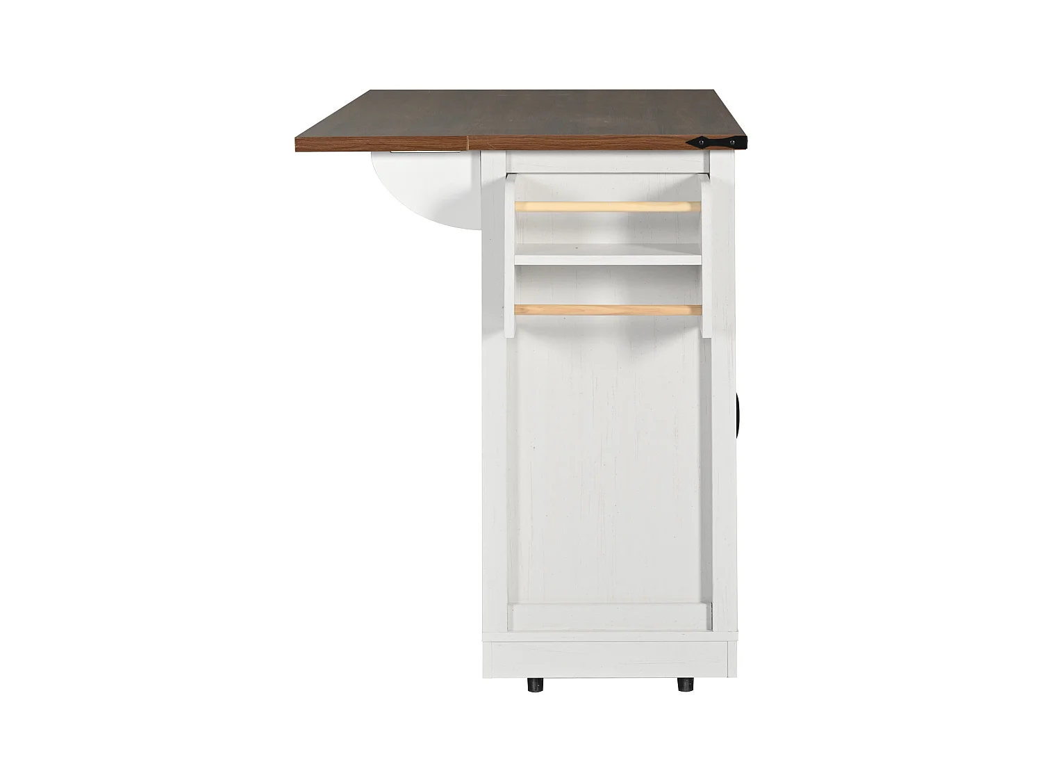 Ilha de cozinha com tampo rebatível - Carrinho de cozinha com 2 portas de correr e 3 gavetas - toalheiro e suporte para copos - branco