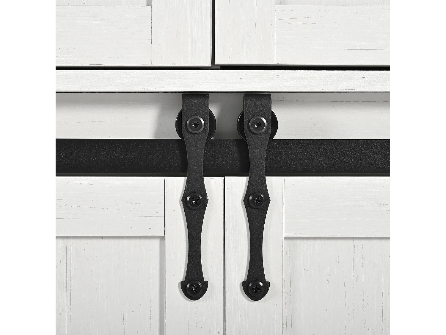 Wyspa kuchenna z opuszczanym blatem - Wózek kuchenny z 2 drzwiami przesuwnymi i 3 szufladami - wieszak na ręczniki i uchwyt na kubek - biały