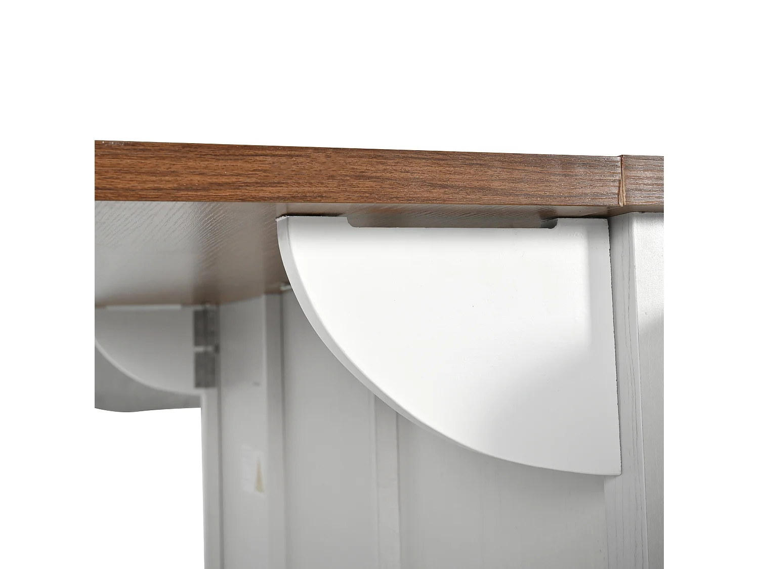 Wyspa kuchenna z opuszczanym blatem - Wózek kuchenny z 2 drzwiami przesuwnymi i 3 szufladami - wieszak na ręczniki i uchwyt na kubek - biały